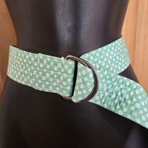 L.L. Bean Vintage Green Polka Dot Belt Fun Shabby Chic